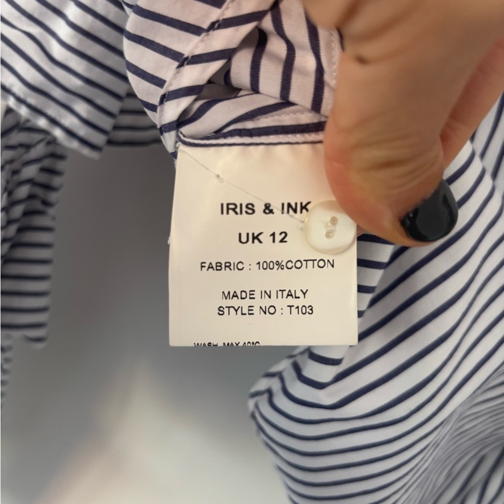 Striped Button Down Shirt with Ruffle Sleeves - Picture 10 of 11